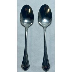 2 ONEIDA‎ FALKIRK Cutlery Table Serving Spoons Vintage Scrolled Handles
